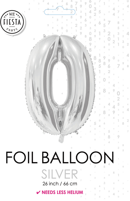 Folienballon Figur 0 Silber 66cm