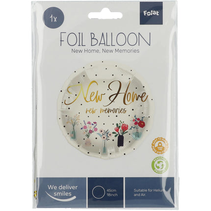 Heliumballon Neues Zuhause Blumen Leer 45cm