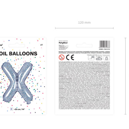 Folienballon Buchstabe X Holographisch Leer 35cm