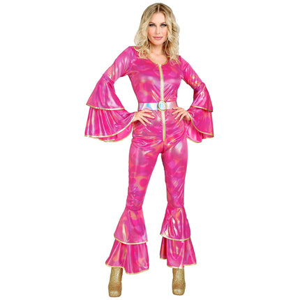 Disco 70S Jumpsuit Rosa Damen