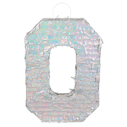 Silberne Pinata 0 Jahr Holographisch 40cm