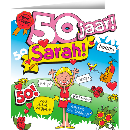 Geburtstagskarte Sarah Cartoon 16,5cm