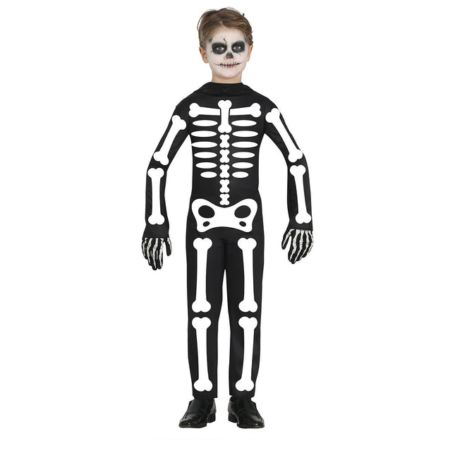 Skelett Halloween Kostüm Kind Weiß Schwarz