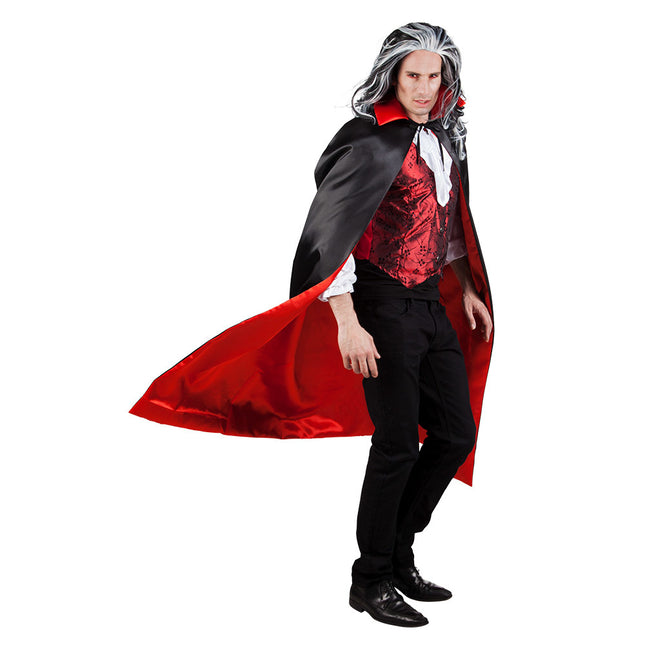 Halloween Cape Reversible Rot Schwarz 1.5m