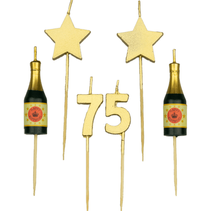 Kerzen 75 Jahre Champagner 17,5cm