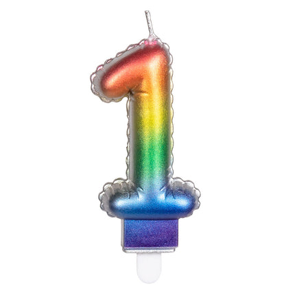 Regenbogen Kerze 1 Jahr 8cm