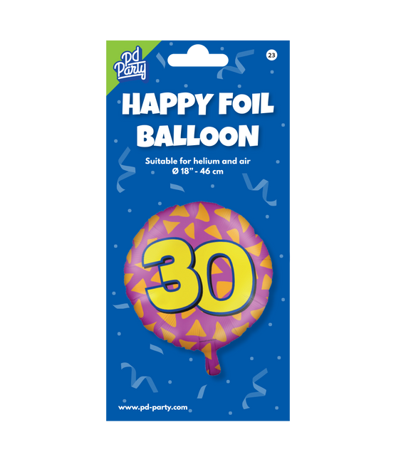 Heliumballon 30 Jahre Bunt Leer 46cm