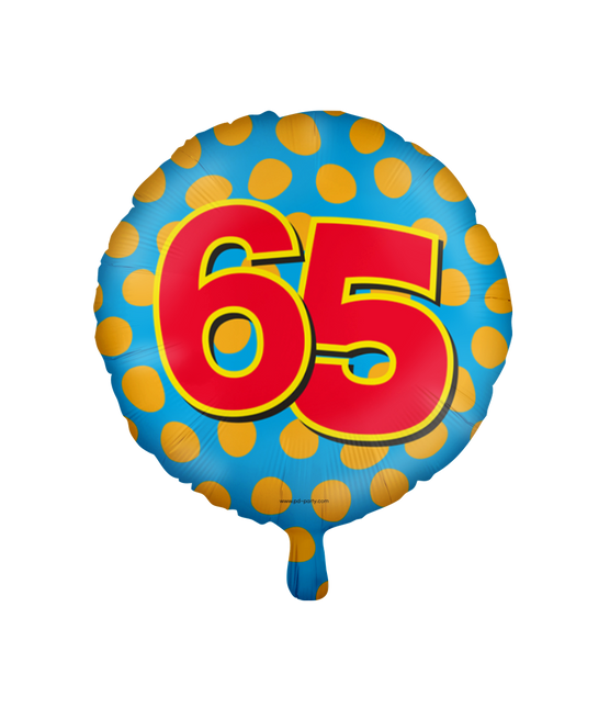 Heliumballon 65 Jahre Bunt Leer 46cm