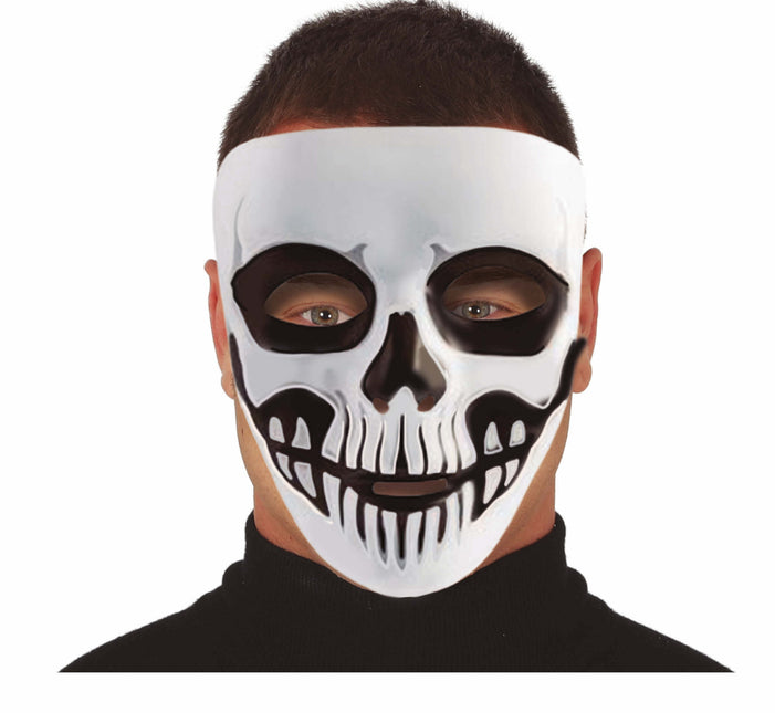 Schwarze und weiße Halloween Maske Skelett