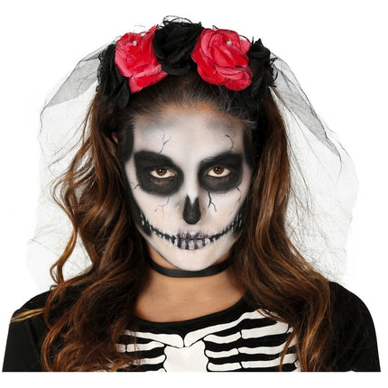 Halloween Haarband Blume Schleier