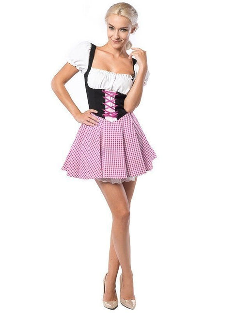 Dirndlkleid Oktoberfest Kariert Rosa