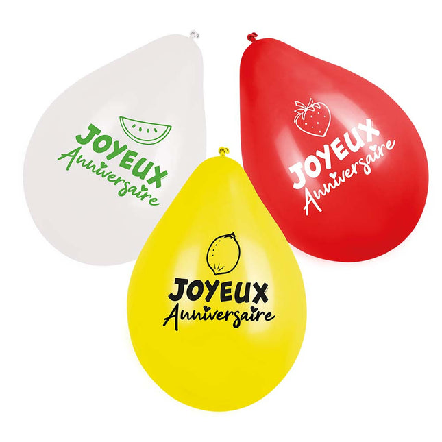 Luftballons Obst Joyeux Anniversaire 25cm 6Stk.