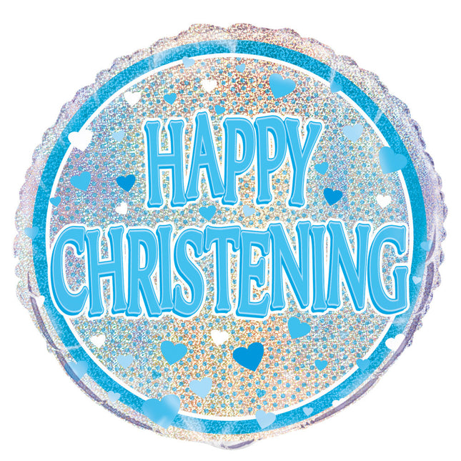 Heliumballon Happy Christening Blau 45cm leer