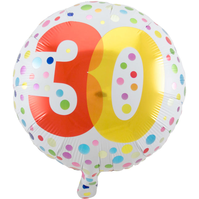 Heliumballon 30 Jahre Dots 45cm leer