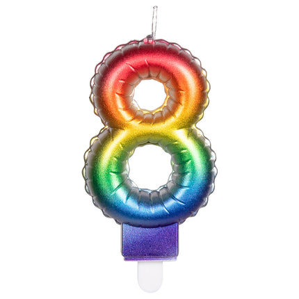 Regenbogen-Kerze 8 Jahre 8cm