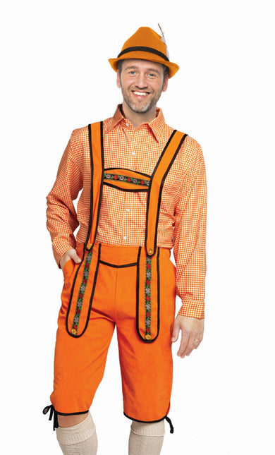 Orangefarbene Lederhosen Herren Johann Lang