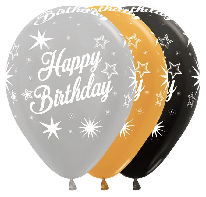 Ballons Happy Birthday Sparkle Elegant Mix 30cm 25pcs