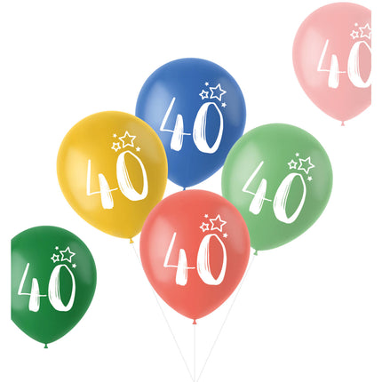 Ballons 40 Jahre Bunt 33cm 6Stk