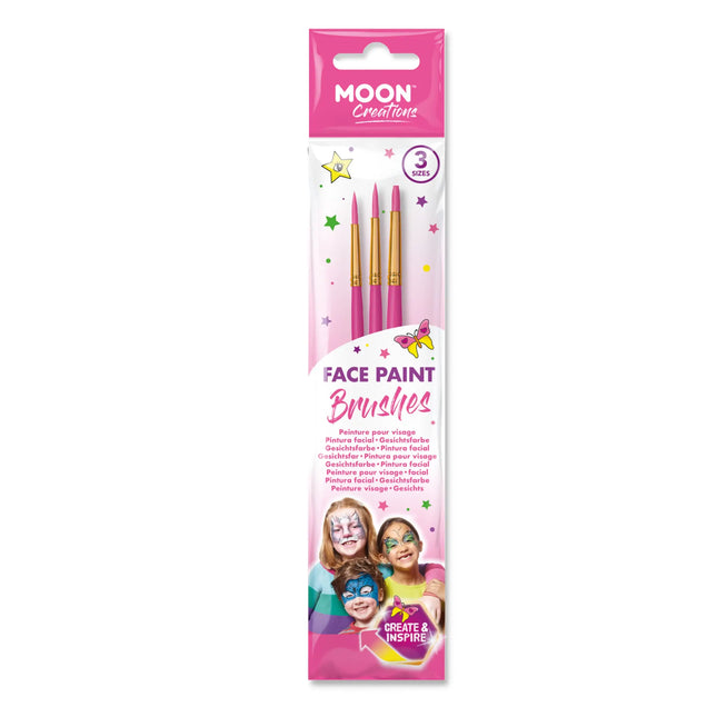 Moon Creations Gesichtsmalpinsel 3er Pack Rosa