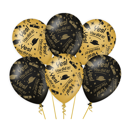 Ballons You Did It Gold Schwarz 30cm 6Stk