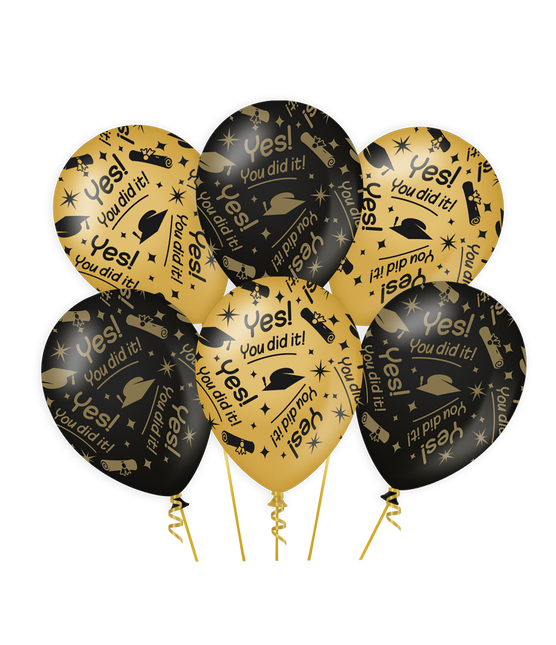 Ballons You Did It Gold Schwarz 30cm 6Stk