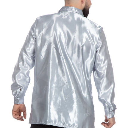 Disco Bluse Rüschen Silber