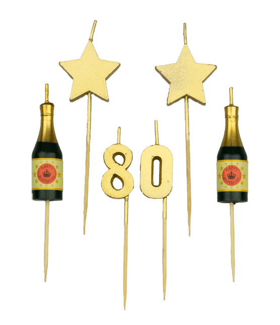 Kerzen 80 Jahre Champagner 17,5cm