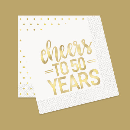 Servietten Cheers To 50 Years Gold 25cm 16pcs