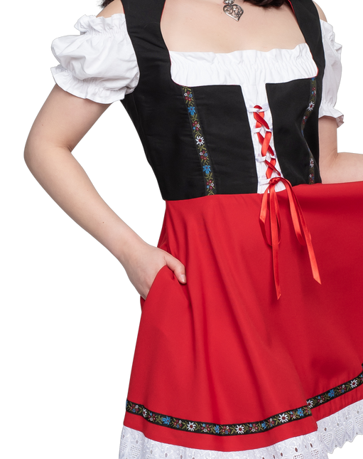 Oktoberfest Dirndl Kleid Oktoberfest Schwarz Rot Damen