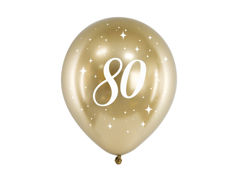 Ballons 80 Jahre Gold 30cm 6 Stk.