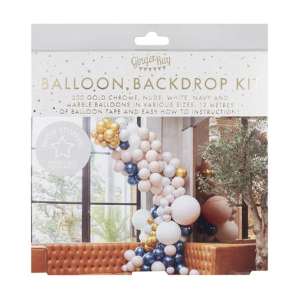 Gold Grau Ballonbogen Marmor XL DIY Set