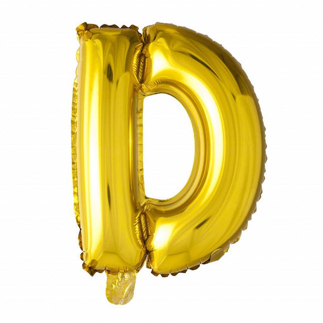 Folienballon Buchstabe D Gold 41cm mit Strohhalm