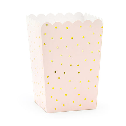 Hellrosa Popcornschalen Gold Dots 12,5cm 6Stk