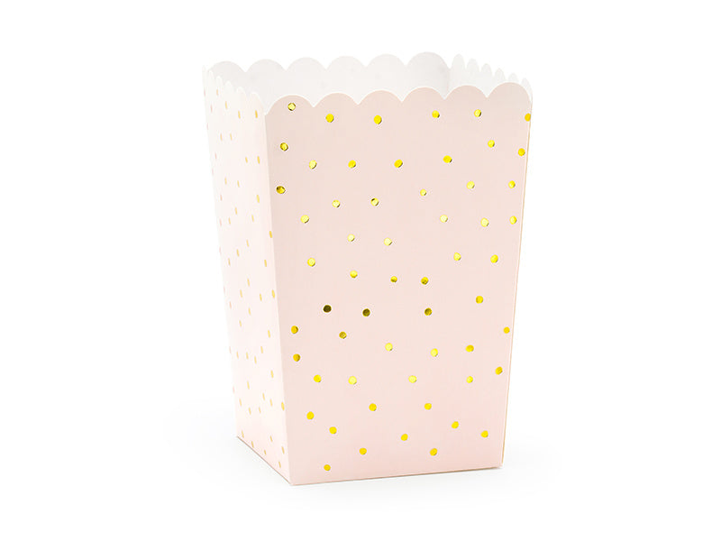 Hellrosa Popcornschalen Gold Dots 12,5cm 6Stk