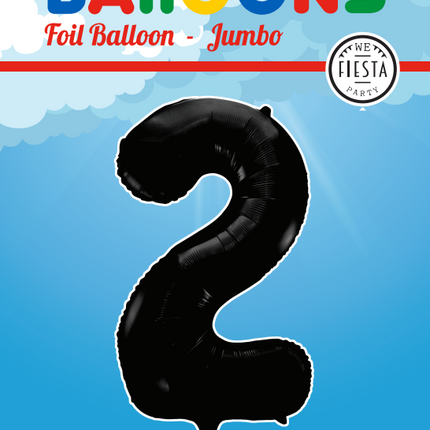 Folienballon Figur 2 Schwarz XL 86cm leer