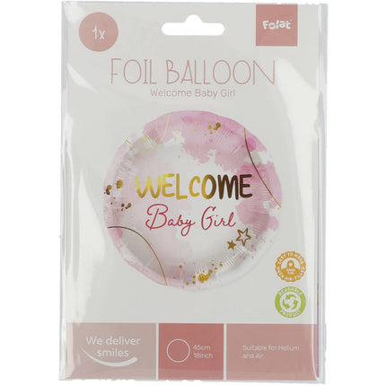 Heliumballon Welcome Girl Rosa Leer 45cm