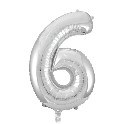 Folienballon Figur 6 Silber XL 86cm leer