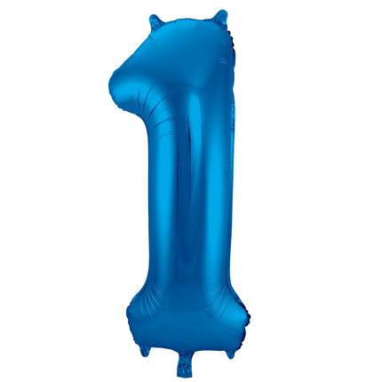 Folienballon Figur 1 Blau Metallic XL 86cm Leer