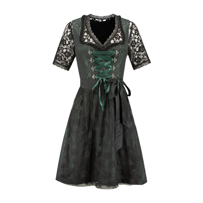 Schwarz Grün Dirndl Kleid Oktoberfest Frauen Jaquard