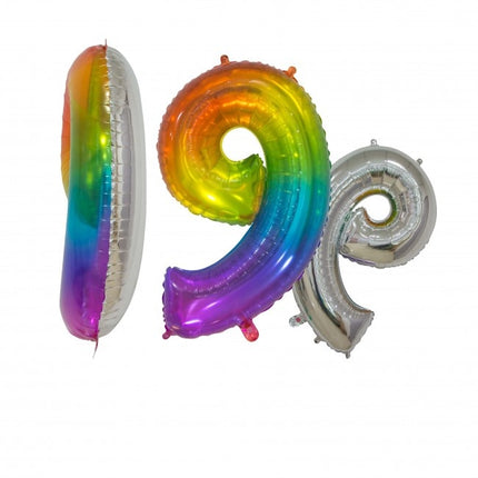 Folienballon Figur 9 Regenbogen Transparent 66cm