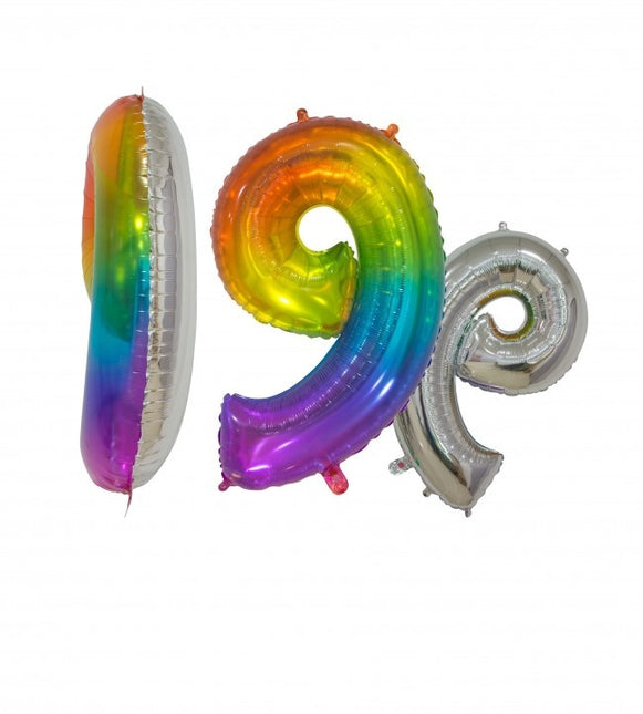 Folienballon Figur 9 Regenbogen Transparent 66cm