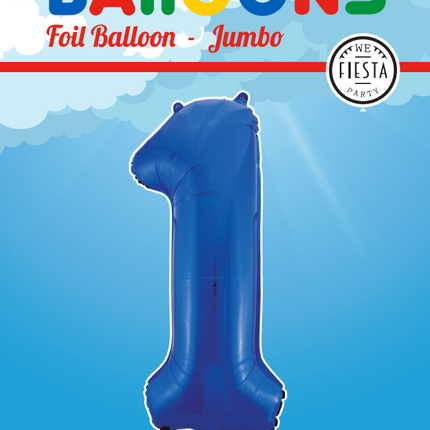 Folienballon Figur 1 Blau XL 86cm leer