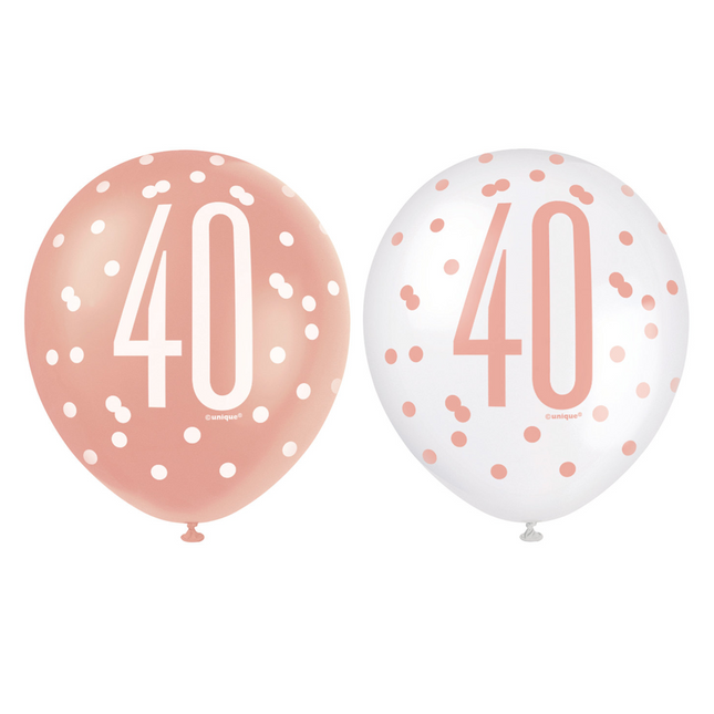 Ballons 40 Jahre Rose Gold 30cm 6Stk