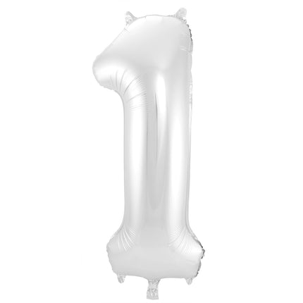 Folienballon Figur 1 Silber Metallic XL 86cm leer