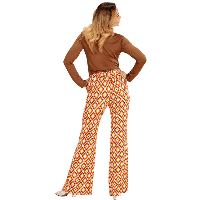 Disco 70S Hose Orange Damen Kariert