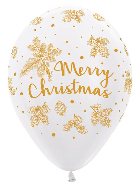 Ballons Frohe Weihnachten Gold Weiß 30cm 25Stk