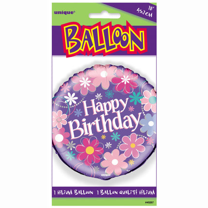 Helium Ballon Blumen Happy Birthday 45cm leer