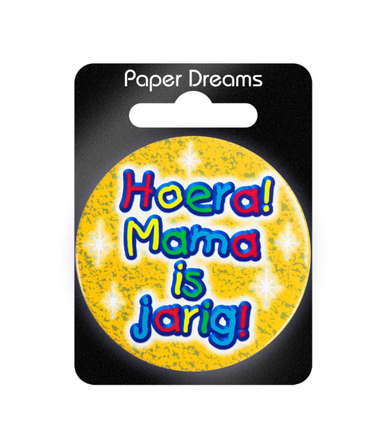 Knopf Hoera Mama ist Jarig 5,5cm