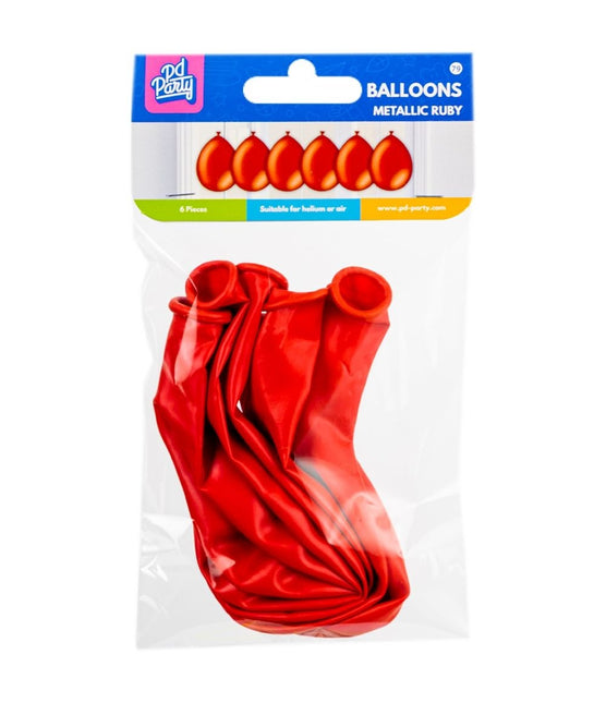 Rote Luftballons Metallic 30cm 6 Stk.