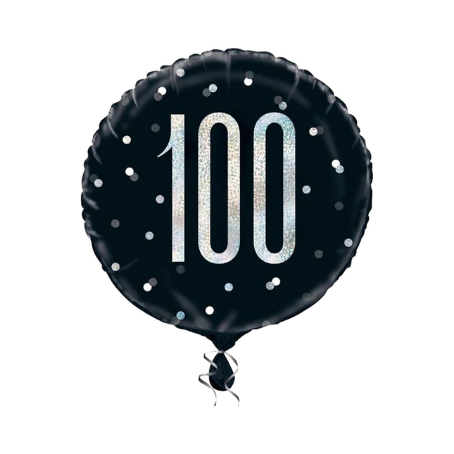 Heliumballon 100 Jahre Schwarz 45cm leer